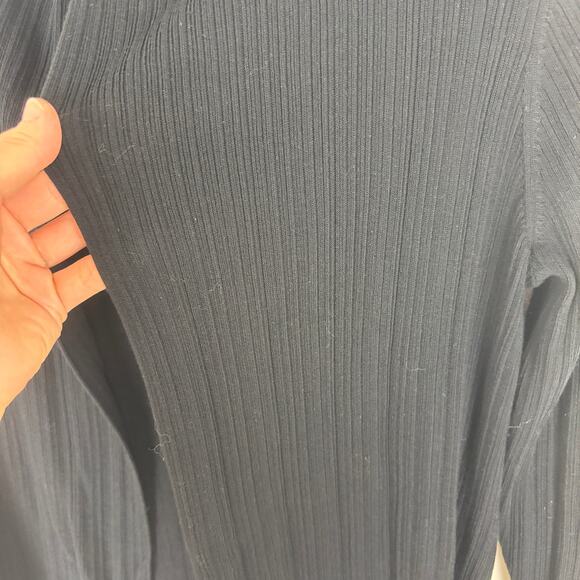 Margaret O'Leary Open Front Cardigan Ribbed Black 100% Cotton Small minimalist - Picture 4 of 6